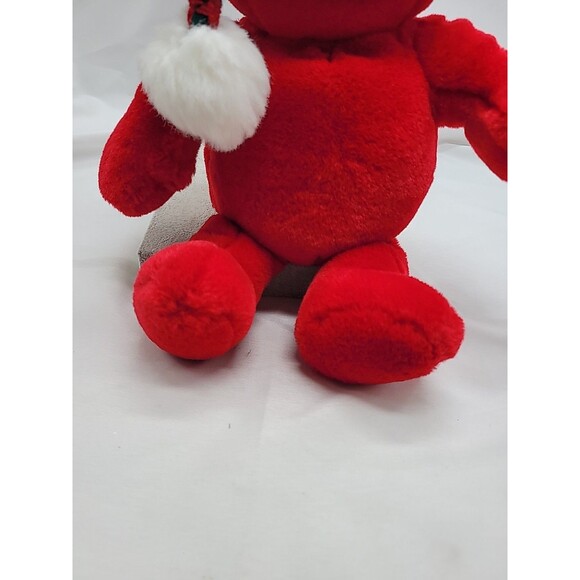 Vintage Smile Happy Face Giggle Plush Red With  Santa Hat 12" NOT WORKING - Picture 4 of 16